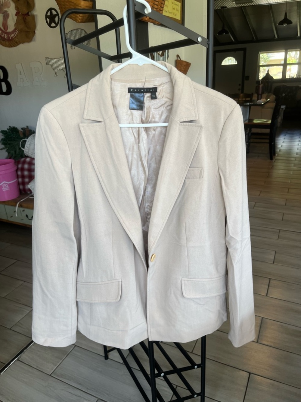 Womens Cream Single-Button Blazer